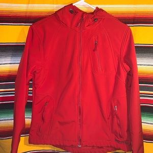 Double diamond red fuzzy ski coat. Size:Small